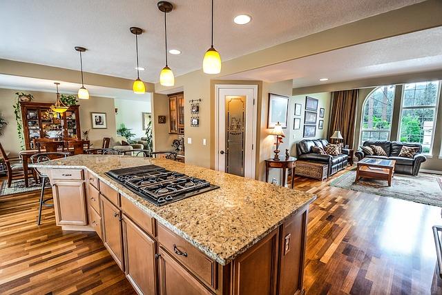 A comfortable kitchen and living area